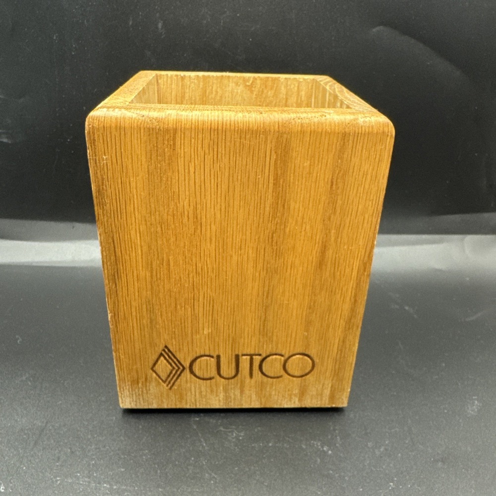 Cutco Wooden Utensil Holder Block Square Kitchen Countertop Caddy Made In USA
